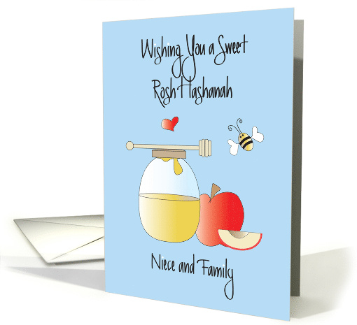 Rosh Hashanah for Niece & Family, Honey, Apple & Honey Bee card