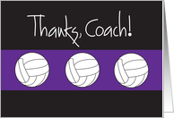 Thanks Coach for Volleyball Coach with Volleyball on Purple and Black card