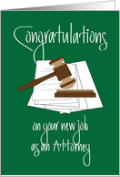 Congratulations on New Job as Attorney, Gavel and Sound Block card