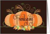 Friendsgiving Invitation Plump Pumpkins and Swirling Autumn Leaves card