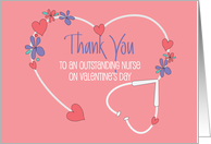 Hand Lettered Valentine’s Day Thank You Nurse Stethoscope and Hearts card