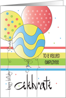 Hand Lettered Birthday for Employee with Decorated Balloon Trio card