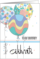 Hand Lettered Birthday for Secretary Celebrate with Balloon Trio card