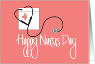 Hand Lettered Happy Nurses Day 2024 with Stethoscope and Flower card