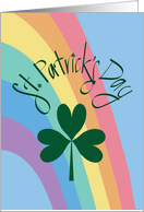 Hand Lettered St. Patrick’s Day with Colorful Rainbow and Shamrock card