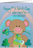 Baby’s First St. Patrick’s Day Bear Decorated Shamrocks and Ladybug card