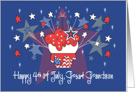 Fourth of July for Great Grandson Patriotic Cupcake and Star Fireworks card