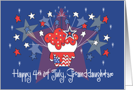 Fourth of July for Granddaughter Patriotic Cupcake with Fireworks card