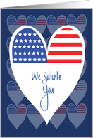 Happy Veterans Day, Patriotic Heart with Stars and Stripes card