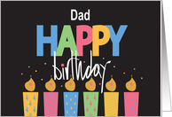 Hand Lettered Birthday for Dad Colorful Letters and Patterned Candles card