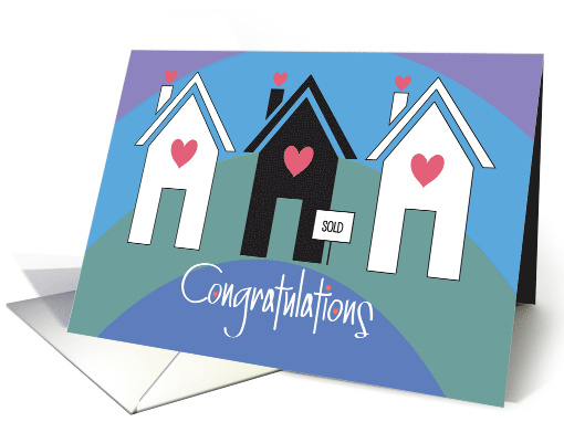 Hand Lettered Congratulations on Selling Your Home with Rainbow card