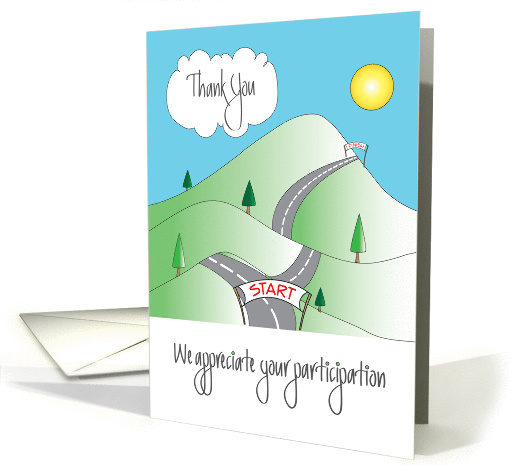 Thank You for Charity Run/Walk, Winding Road with Start Sign card