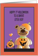 1st Halloween for Little Boy, Jack O’ Lantern Bear & Pumpkin Pull Toy card