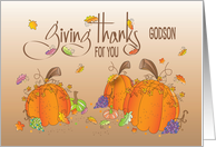 Hand Lettered Thanksgiving for Godson Giving Thanks Fall Leaves card