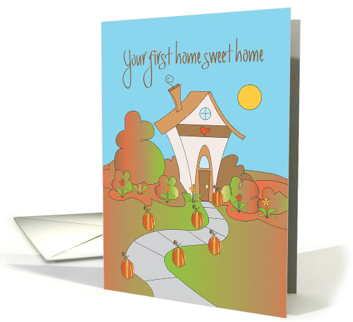 First Thanksgiving in your New Home, Fall Colored Cottage card