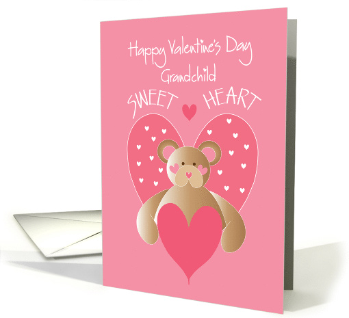 Valentine's Day for Grandchild, Pink Sweetheart Bear with Heart card