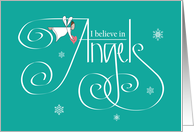 Hand Lettered Christmas for Friend, I Believe in Angels card