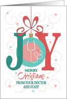 Hand Lettered Christmas Joy From Doctor & Staff, with Stethoscope card