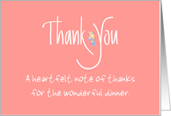 Floral Thank You for Dinner, Custom Personalization on Card