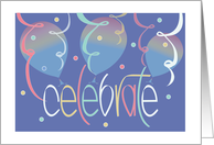 Hand Lettered Congratulations with Celebrate Joy Balloons & Confetti card