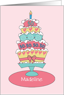 Birthday 50 Year Old Custom Personalized Name Stacked Cake card