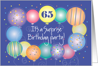 Surprise Birthday Party for 65 Year Old with Balloon Border card