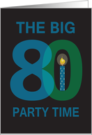 Birthday Party Invitation for 80 Year Old, The Big 80 Party Time card