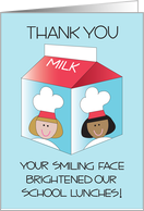 Thank you for School Lunch Worker, with Milk Carton card