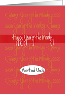 Chinese New Year 2028, Year of the Monkey for Aunt & Uncle card