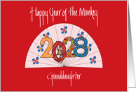 Chinese New Year 2028 for Granddaughter with Fan & Monkey card