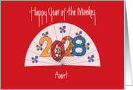 Chinese New Year 2028 for Aunt, Year of Monkey with Fan card