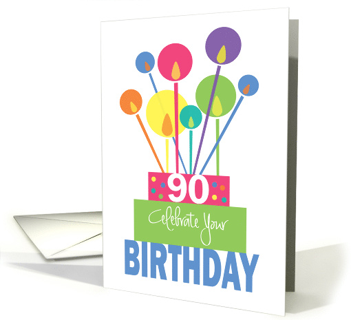 Birthday for 90 Year Old, Tall Thin Candles of Bright... (1392616)