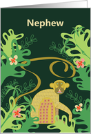 Chinese Year of the Monkey for Nephew, Monkey in Green Jungle card