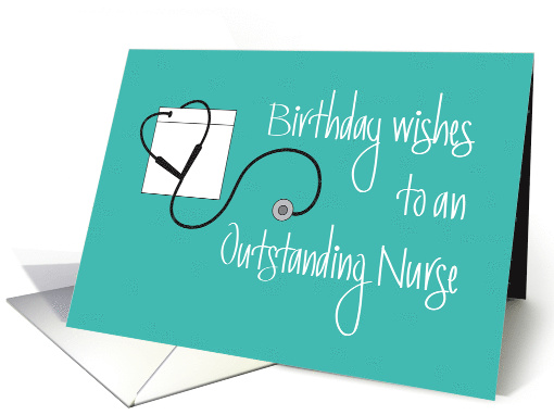 Hand Lettered Birthday for Nurse, Black Stethoscope &... (1394064)