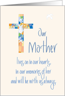 Sympathy for Loss of Our Mother, Stained Glass Cross & Lettering card