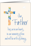 Sympathy for Loss of Our Father, Stained Glass Cross & Lettering card
