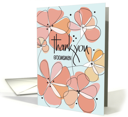 Hand Lettered Floral Thank you to Groomsman in Wedding card (1398148)