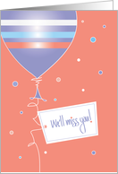 Farewell To Female Boss, Striped Balloon with Message Tag card