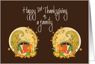 First Thanksgiving as a Family with Cornucopia & Pumpkin card
