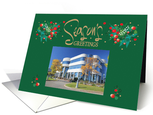 Hand Lettered Business Christmas Season's Greetings Custom Photo card