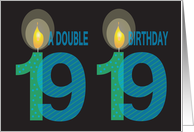 Double Birthday for Twin 19 Year Olds, with Twin Candles card