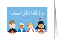 National Child Health Day, Four Cute Bandaged Kids with Hearts card