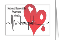 Hand Lettered National Hemophilia Awareness Month, Heart & Drop card