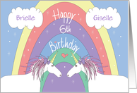 Birthday 6 Year Twins, Magical Unicorns with Custom Names card