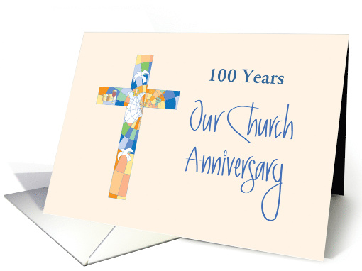 Hand Lettered Church Anniversary Stained Glass Cross and... (1407530)