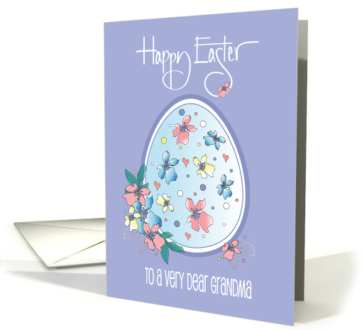 Hand Lettered Easter Dear Grandma Floral Easter Egg with Hearts card