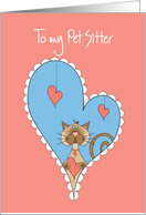 Valentine for Pet Sitter, Cat in Heart Offering Valentine card