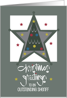Hand Lettered Christmas for Outstanding Sheriff Star and Holiday Tree card