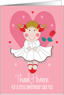 Hand Lettered Valentine’s Day for Little Sweetheart Girl with Red Rose card