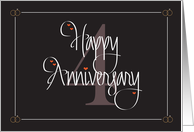 Wedding Anniversary for 4th Anniversary, Hand Lettering & Hearts card